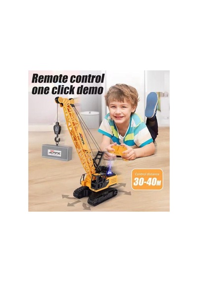 11 Kanal Dev Boy 52 Cm. Uzaktan Kumandalı Vinç Kancası Metal Sesli Işıklı Şarjlı İş Makinesi 11 Kanal Vinç