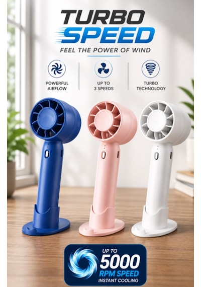 1 Adet Fw30 3 Hız Kademeli Turbo Jet Vantilatör - Mini Şarjlı Taşınabilir Vantilatör - Mini Fan - Masaüstü Veya Elde