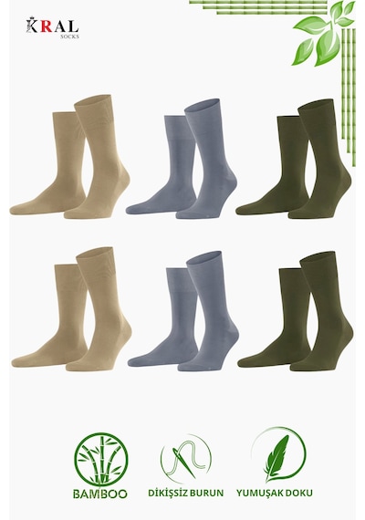 Kral Socks Bambu Erkek Soket Düz Uzun Çorap Klasik Yazlık Dikişsiz 6'lı Premium Set Asorti3 Kral Socks Bambu Erkek Soket Düz Uzun Çorap Klasik Yazlık Dikişsiz 6'lı Premium Set Asorti3
