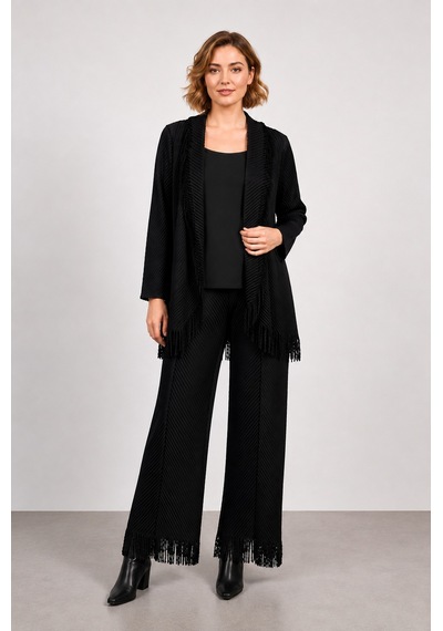 Bihan Store Kadın Püskül Detaylı Triko Alt Üst Takım Y26-50712 - Siyah