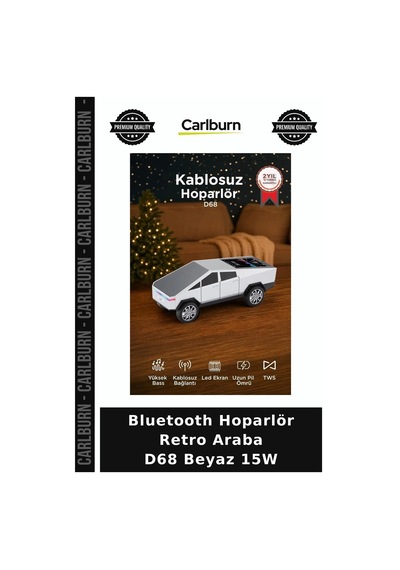 Özel Üretim Bluetooth Hoparlör Retro Araba D68 Beyaz 15w Ses Işıklı Stil