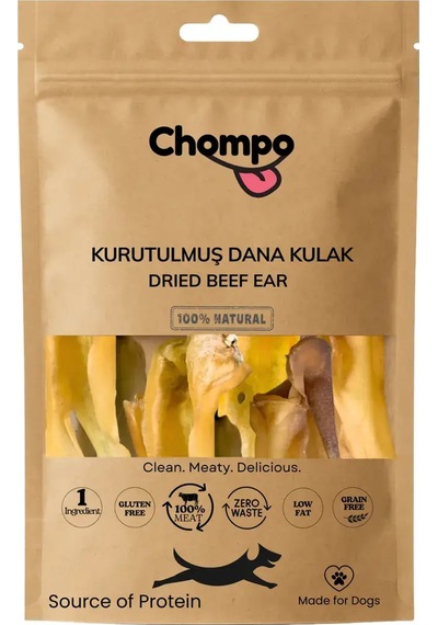 Chompo Kurutulmuş Dana Kulak Köpek Ödül Maması 100 Gr