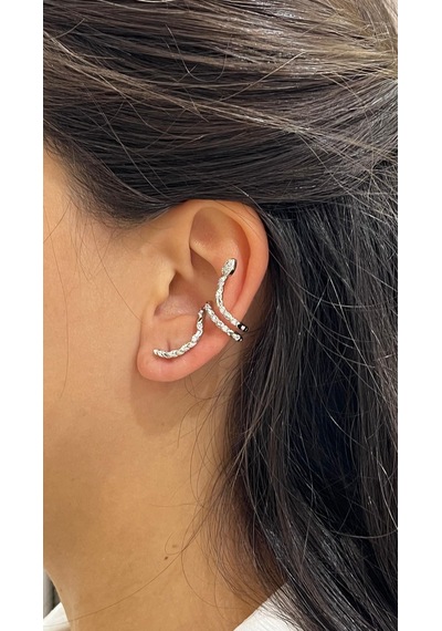 Yılanlı Silver Kıkırdak Küpe Çok Renkli