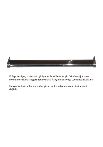 Oval Askı Borusu, 40 Cm, Parlak Metal, Mutfak, Banyo, Vestiyer, Portmanto, Çok Amaçlı Metalik
