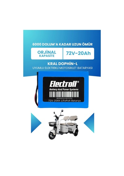 Kral Dophin-l Batarya Standart Kapasite Lifepo4 72v 20ah Elektrikli Motosiklet Bataryası