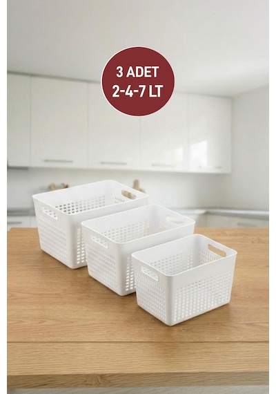 Selka Lavin 3'lü Dolap İçi Düzenleyici 2-4-7 Lt. Ekru