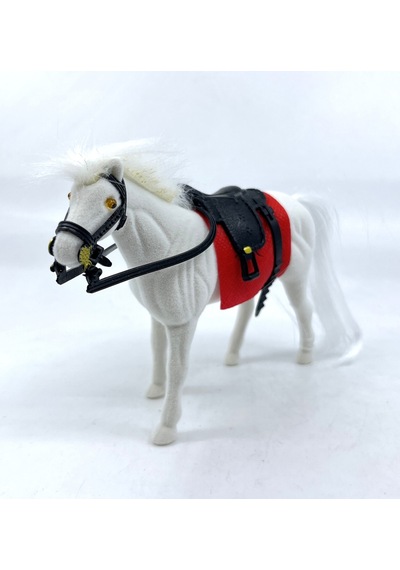 Livery Stable - Süvari Eyerli Beyaz Oyuncak At