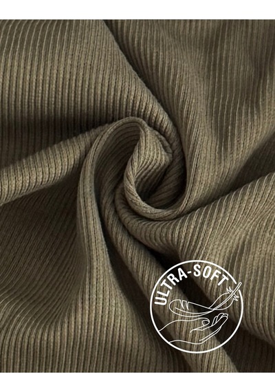 Alya Underwear Kaşkorse Tam Boğazlı Body Sweatshirt, Fitilli Kumaş, Likralı, Gül Kurusu Asker Yeşili