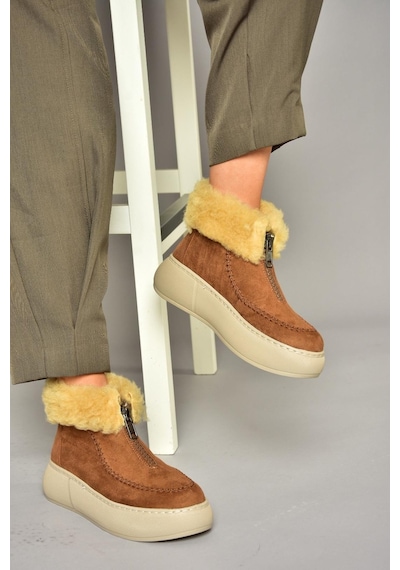 Fox Shoes T811231102 Taba Süet Kadın Bot Taba-Süet Taba