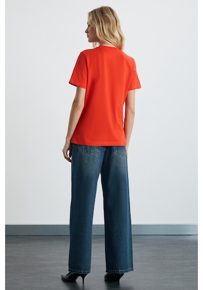 Grımelange Alıne Kadın %100 Organik Pamuk Derin V Yakalı Comfort Fit Kırmızı T-shirt Kırmızı Grımelange Alıne Kadın %100 Organik Pamuk Derin V Yakalı Comfort Fit Kırmızı T-shirt Kırmızı