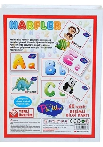 Playwood Eğitici Resimli Bilgi Kartları Harfler 26
