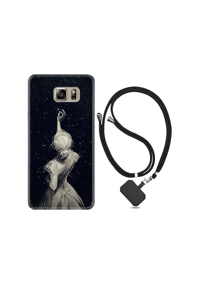 Samsung Samsung Galaxy Uyumlu Note 5 Kılıf Desenli Silikon Boyun Askılı Star Woman 1332