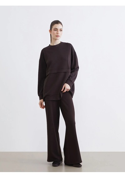 Lc Waikiki Kahverengi Soft Touch Kadın Sweatshirt Tunik