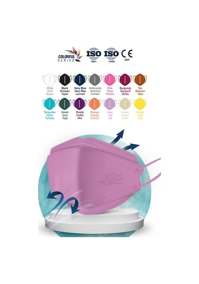 Musk Kf94 Kore Tipi Ffp2 Maske Lila Renk 10 Adet