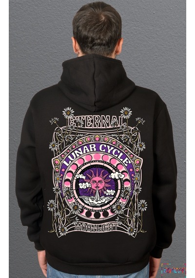 Bumeta Eternal Moonlight Lunar Cycle Sweatshirt Unisex Kapüşonlu Hoodie Siyah