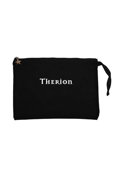 Therion Logo Siyah Clutch Astarlı Cüzdan / El Çantası Siyah