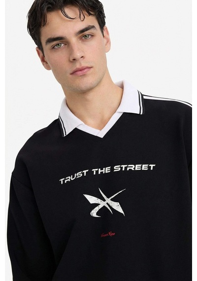 Defacto Nefes Alabilen Boxy Fıt Baskılı Sweatshirt F8661AX26SP