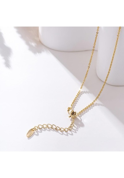 Zirkon Taşlı Su Kabağı Motifli Yaka Sallantılı 14 Ayar Altın Kaplama Kadın Kolye Gold