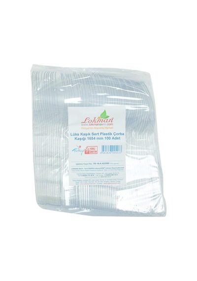 Lokmanavm Lüks Kaşık Sert Plastik Çorba Kaşığı 1654 Mm Şeffaf 100 Adet 1 Paket Açık Ahşap