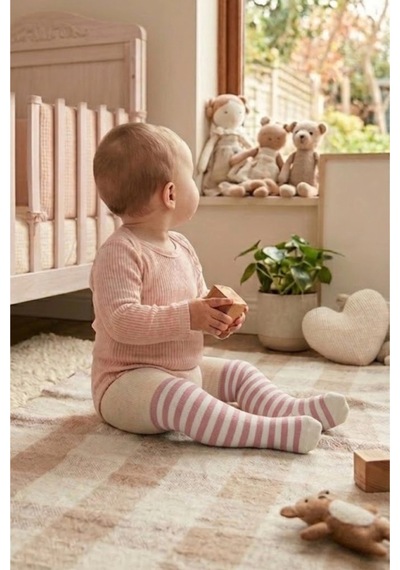 Cocole Socks Kız Bebek Külotlu Çorabı 3'lü Set Pamuklu Mercan 0-24 Ay Çok Renkli