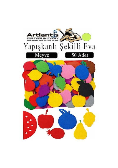 Şekilli Eva Yapışkanlı 50 Li 1 Paket Kendinden Yapışkanlı Eva Sticker Okul Öncesi Kreş Ana Sınıfı Etkinlik Proje Açık Yeşil