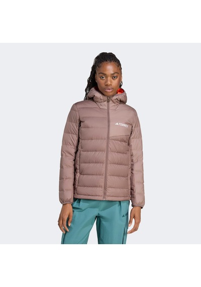 Adidas Terrex Multi Light Down Climawarm Kapüşonlu Kadın Kahverengi Yürüyüş Montu Jz9992