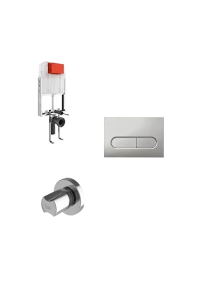 Triton Gömme Rezervuar Set Mat Krom Capsule Kumanda Paneli+v100 Stop Valf Krom - Mat
