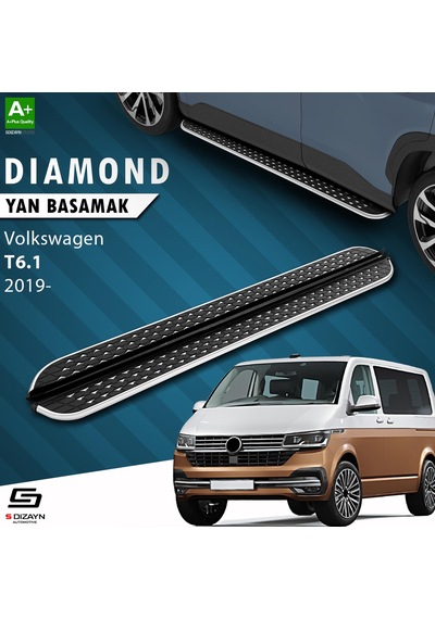 S-dizayn Vw Transporter T6.1 Kısa Şase Diamond Krom Yan Basamak 213 Cm 2019-2025 A+ Kalite