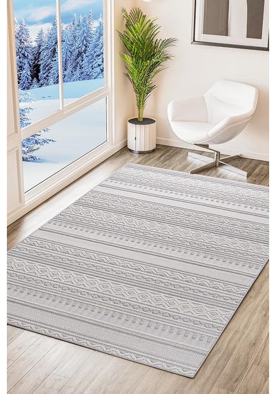 Bonnie Bo1258g Gri Halı Loop Sisal Modern Desen Pamuk Taban Tozuyok Salon Mutfak Koridor Halısı