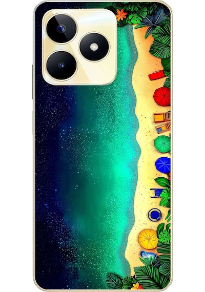 Realme C53 Uyumlu Tatil Kumsal Gecesi Baskılı Silikon Kılıf Renkli