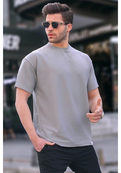 Madmext Boyalı Gri Regular Fit Basic Erkek Tişört 6099-boyalı Gri Boyalı Gri