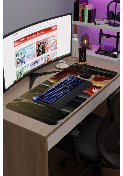 Erased Anime V4 - 90x40 Xxl Gaming Kauçuk Kaymaz Taban Mouse Pad Fare Altlığı