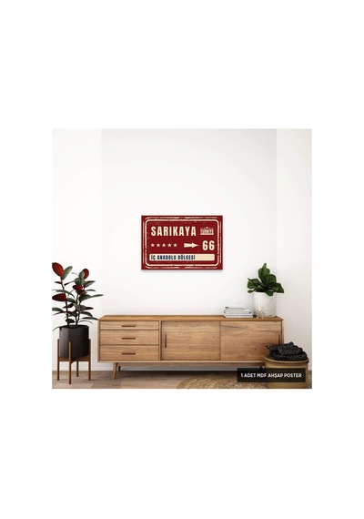 Pt1199 - Sarıkaya Şehir Tabelası Retro Mdf Ahşap Poster 20x30cm - 711989922