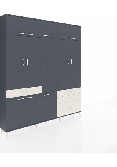 Arges Dolap 8 Raflı 4 Çekmeceli 3 Askılı 220x30x243 Antrasit-antrasit/aytaşı Antrasıt/aytası Arges Dolap 8 Raflı 4 Çekmeceli 3 Askılı 220x30x243 Antrasit-antrasit/aytaşı Antrasıt/aytası