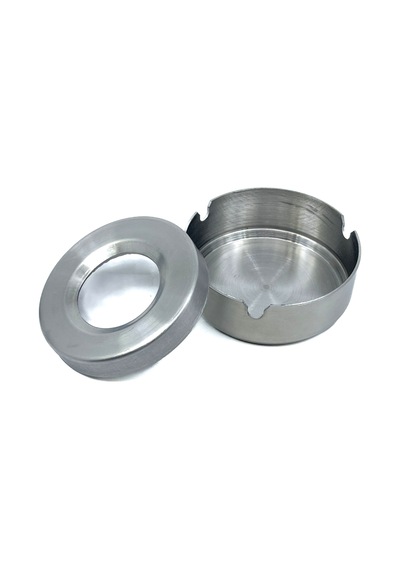 Paslanmaz Çelik Kapaklı Küllük, Ofis Ve Ev Tipi Rüzgara Dayanıklı Metal Kül Tablası, 8 Cm