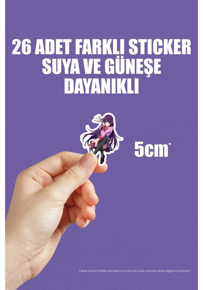 Monogatari Anime Telefon Laptop Bullet Journal Yapışkanlı Folyo Sticker Paketi 26 Adet Çok Renkli