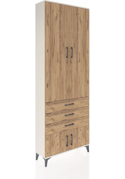 Arges Dolap 4 Raflı 3 Çekmeceli 4 Kapaklı 88x30x243 Aytaşı-çam Aytaşı
