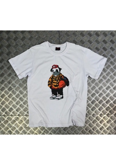 Stoned&Fame Panda Baskılı T-shirt Beyaz