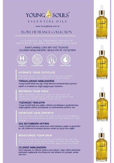 Aromatherapy Jasmine Multi Use Oil Yasemin Yüz Saç Tırnak & Vücut Bakım Kuru Yağ 100 Ml 0.3 ML