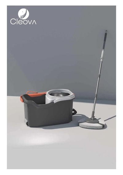 Cleova Cleanmate S2 Pedallı Mop Temizlik Seti Tekerlekli Kova Çıkarılabilir Çelik Sepet
