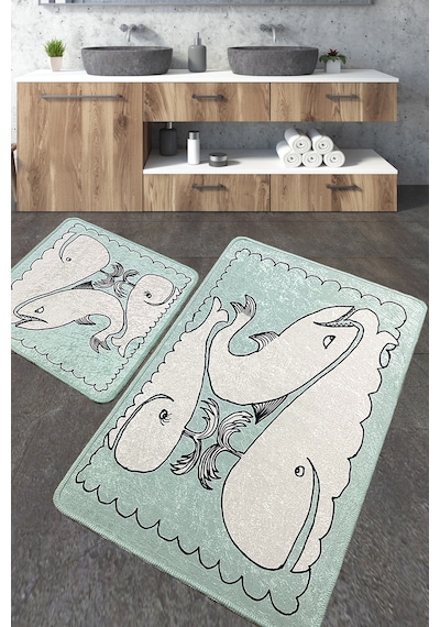 Helsinki Banyo Halısı Djt 2 Li Set Banyo Halısı Paspas Yıkanabilir Kaymaz Çok Renkli