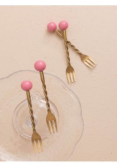 The Mia Ckb0278 Globe Kek Çatalı Pembe 4 Parça Gold Mat Gold
