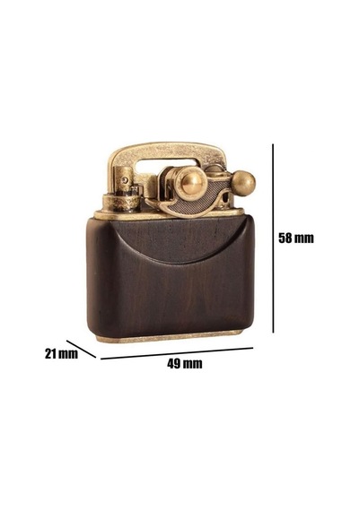 Sm-090t Vintage Benzinli Ahşap Çakmak Siyah Bronz