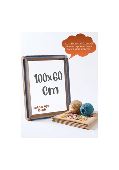 100x60cm Kombinasyon Özellikli Punch Ve Tüm Nakışlara Uygun İğneli/telli Ahşap Kasnak Kılıf Hediye