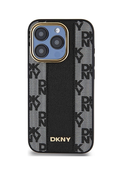 Apple Uyumlu iPhone 15 Pro Kılıf Dkny Lisanslı M-safe Şarj Özellikli 3d Yazılı Checkered Pattern Kapak Krem