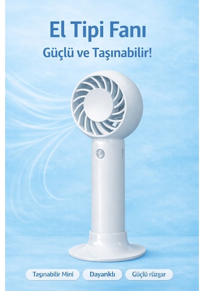 Jasper Sr-0034 Beyaz Taşınabilir Standlı Serinletici Fan 3 Hız Ayarlı , Typ-c Şarjlı Fan Masaüstü Fan Vantilatör 2w-5v/1