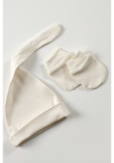 Tinylamb Pure 4 Parça Bebek Uzun Kollu Pamuk Bodysuit Pijama Takımı Yenidoğan Mini Set Çocuk Hediye Seti Bej