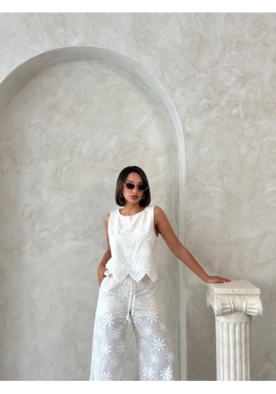 Verymoda Nakışlı Kolsuz Bluz D2872 Taş