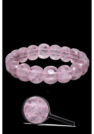 Sertifikalı Pembe Kuvars Taşı Doğal Taş Bileklik Çok Renkli