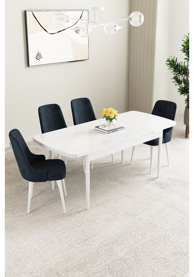 Clara Beyaz 80x132 Açılabilir Mdf Masa Yemek Odası Takımı,mutfak Takımı 4 Adet Sandalye Antrasit Clara Beyaz 80x132 Açılabilir Mdf Masa Yemek Odası Takımı,mutfak Takımı 4 Adet Sandalye Antrasit